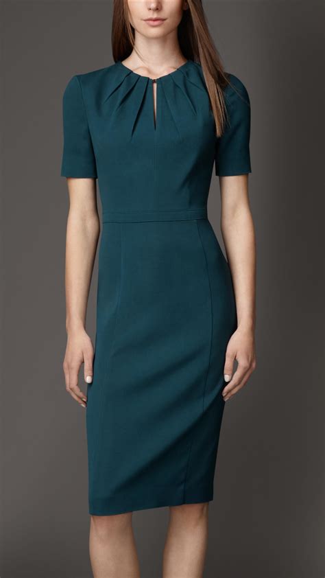 burberry green plaid dress|Burberry pleated neck franny dress.